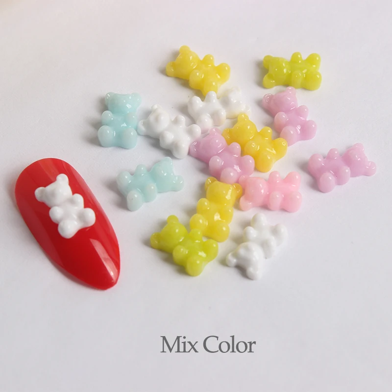 Стразы для ногтей 5x9 мм из смолы с милыми жесткими конфетными мишками и плоской