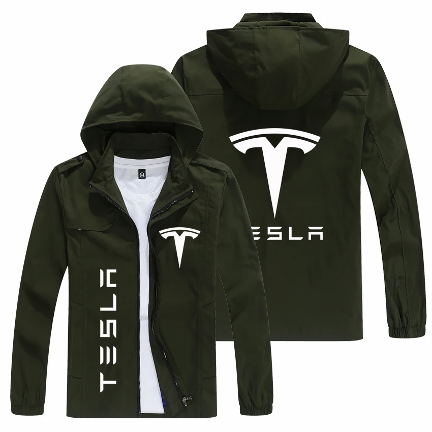 

Новая ветровка в стиле милитари, куртка с логотипом Tesla, уличная ветрозащитная куртка, Мужская куртка, Мужская куртка на весну и осень