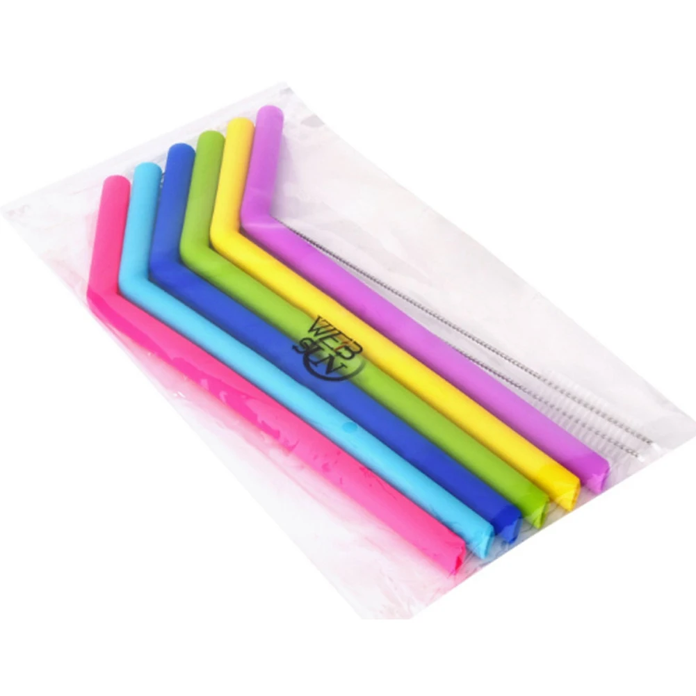 

Reusable Silicone Drinking Straws Set, Long Flexible Straws with Cleaning Brushes for 20 oz Tumbler Bar Party Straws