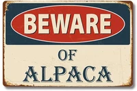 retro metal tin sign beware of alpaca for shophomefarmcafegaragewall decorbest gift decor design 8x12 inch