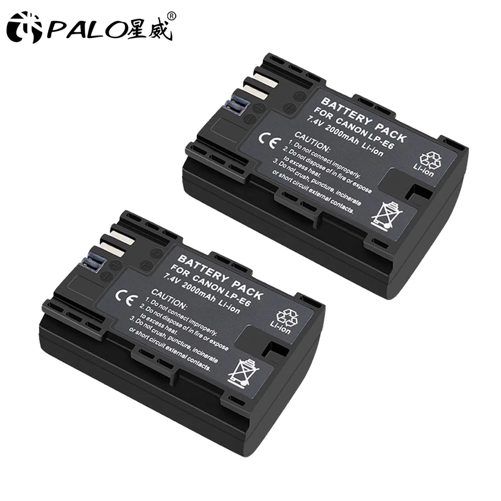 2 battery PALO 2 шт. LP-E6 LP-E6N LPE6 батарея для камеры+ ЖК USB двойное зарядное устройство для Canon EOS 6D 7D 5D Mark II III IV 60D 60Da 70D 80D 5DS 5DSR - Цвет: 2 battery