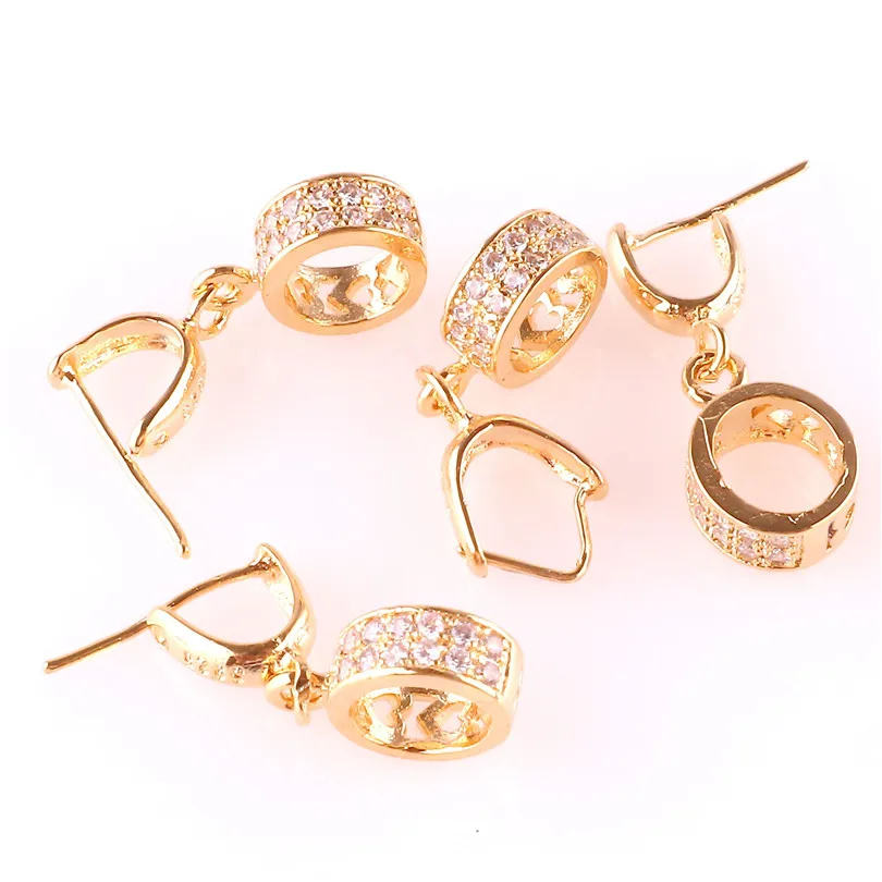 5pcs S925 Sterling Silver Clip Clasp Pinch Bail Pendant Round Rhinestone Connectors Beads Jewelry Findings DIY | Украшения и