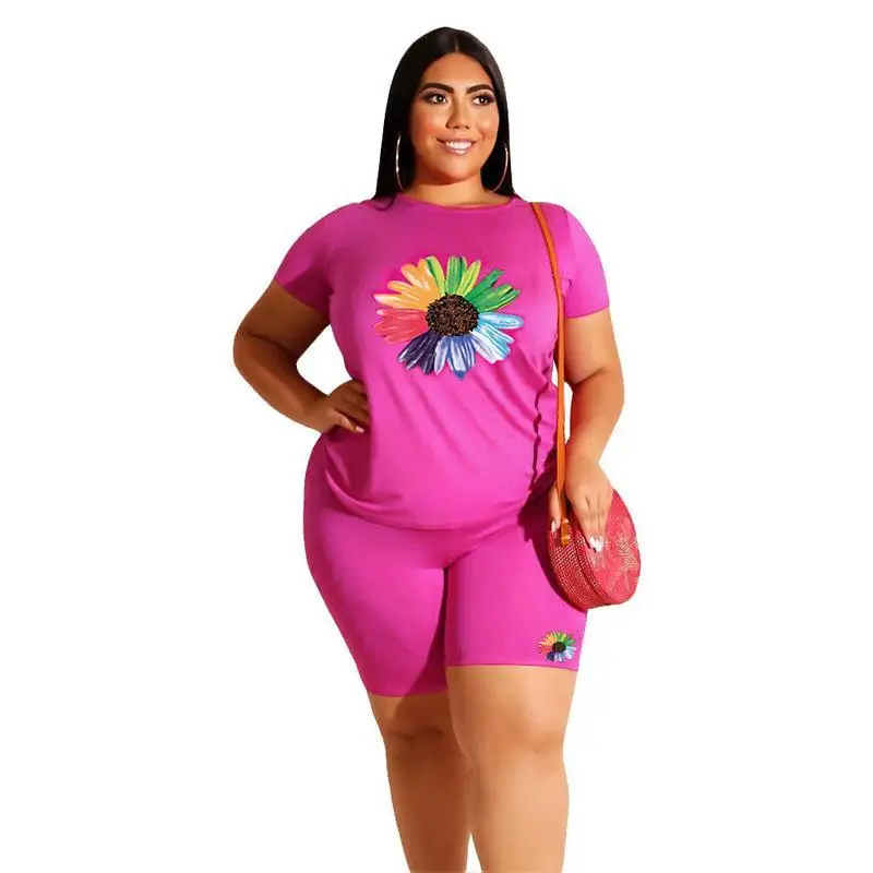 

Women's T-shirt + Shorts Small Daisy Large Loose Two-piece Set
