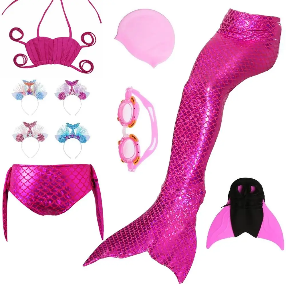 Детский костюм Русалочки для косплея комплект бикини девочек плавания Костюм