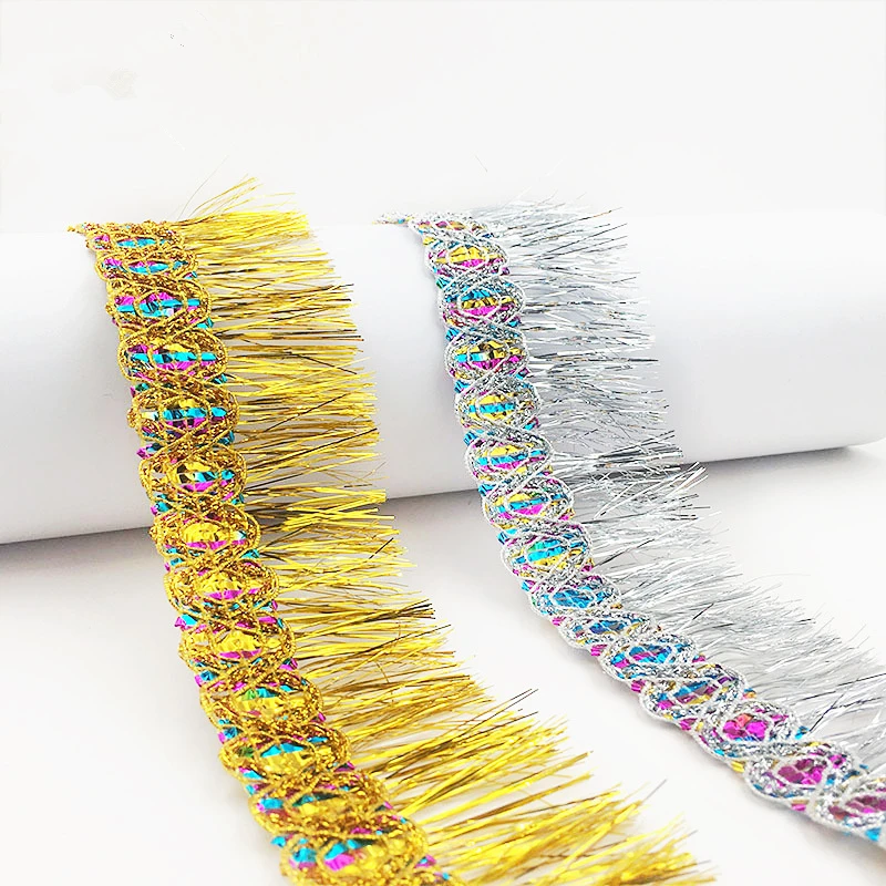 

5yard 5.5CM Fringe Gold Silver Lace Trim Tassel Lace Trimmings for Latin Dress Costumes DIY handmade sewing accessories