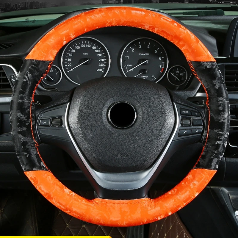 Чехол рулевого колеса автомобиля из микрофибры с бархатным цветным сочетанием