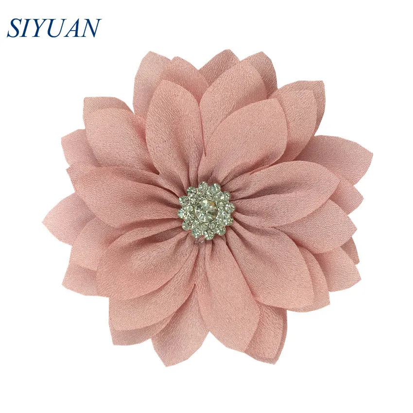 7-cameo 50pcs/lot 9cm Multy Layer Fabric Flower with Rhinestone Chic Lotus Flower Kids Lovely Headwear Accessories High Quality TH300 - Цвет: 7-cameo