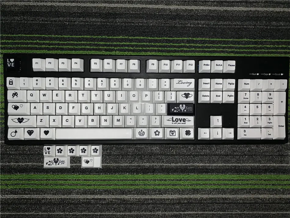 Black Keycap Любовь клавишные колпачки из ПБТ полный Наборы/краситель подкровать keycap/механическая клавиатура Pbt вишня профиль - Цвет: Black Keycap