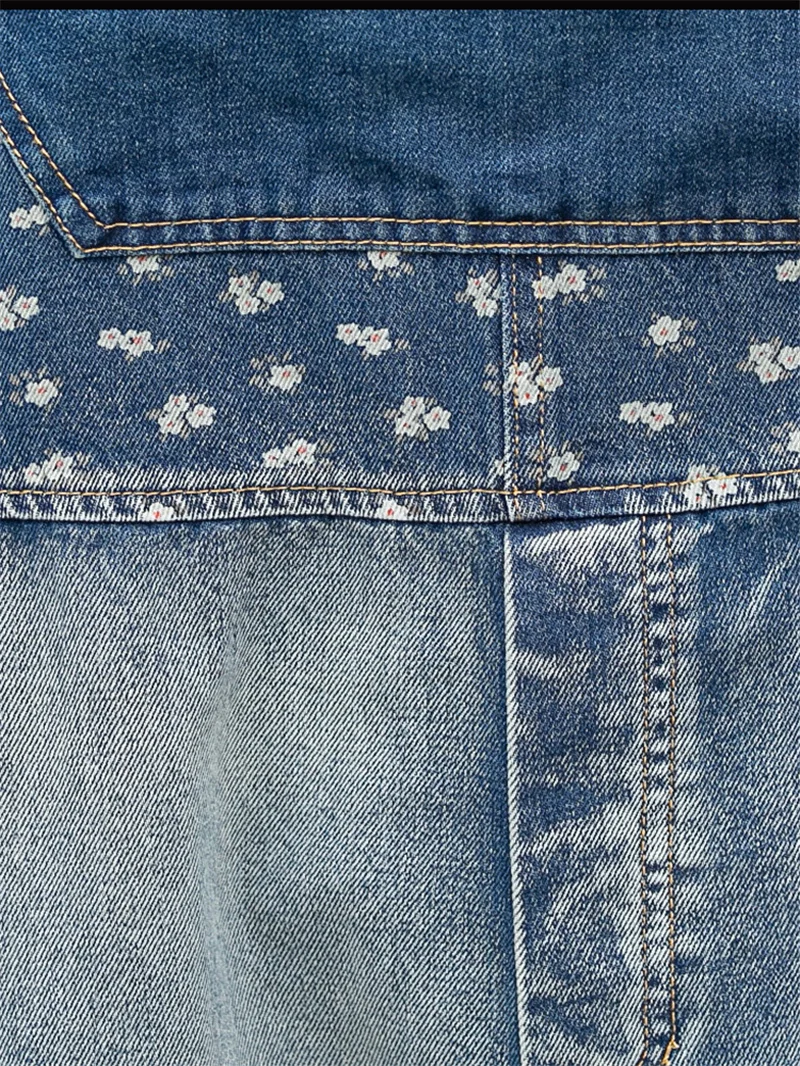 

Women Denim Overalls Print Floral Vintage 2021 Casual High Quality Ripped Hole Loose Denim Jumpsuit Ladies Jeans Romper