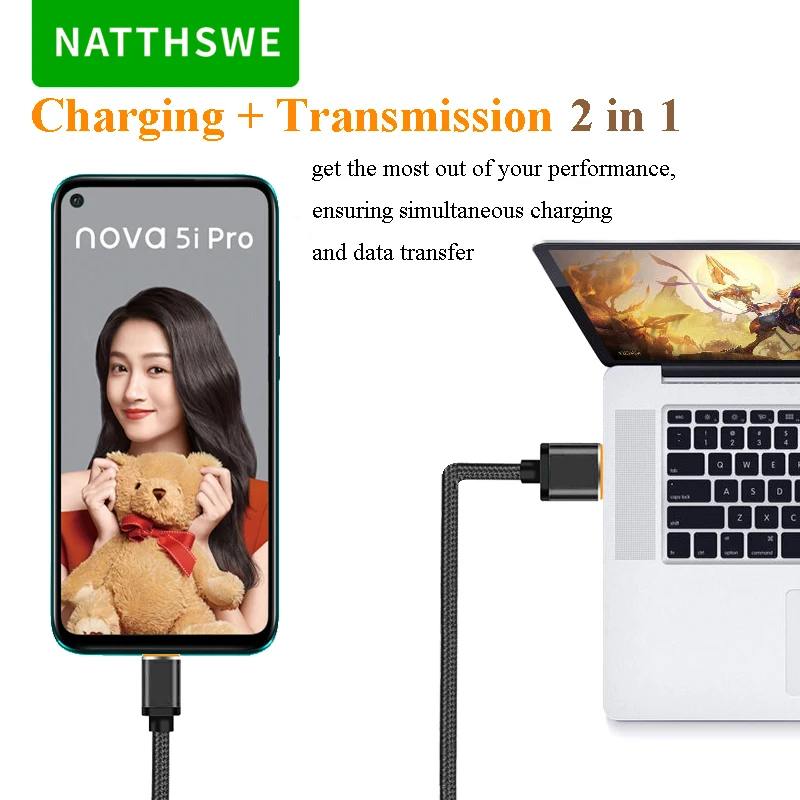 NATTHSWE 5.0A супер быстрая зарядка type C USB кабель для передачи данных 1 м нейлоновая