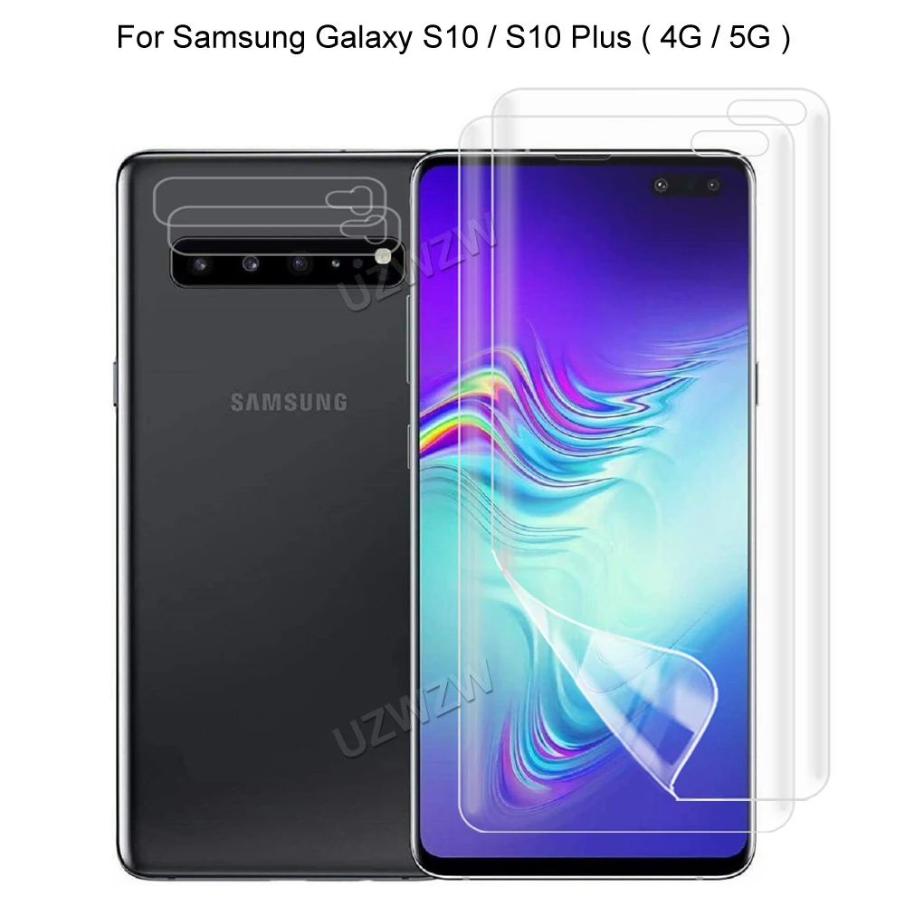 4 в 1 для Samsung Galaxy S10 / Plus 5G защитная пленка экрана мягкая Гидрогелевая 3D полное