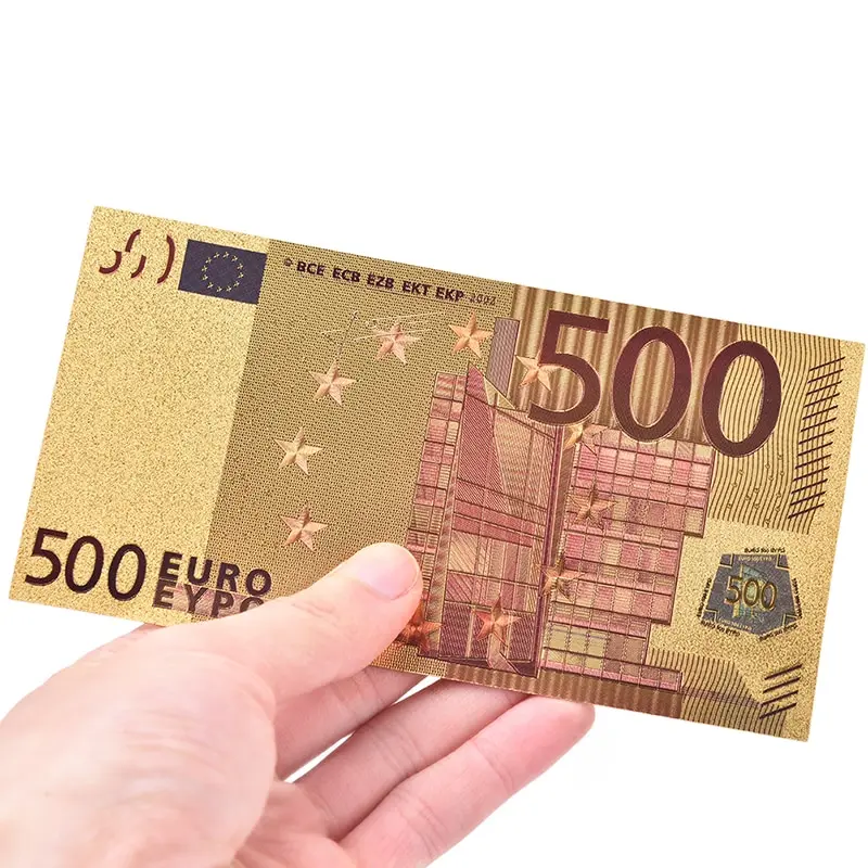 

7pcs 5 10 20 50 100 200 500 EUR Gold Banknotes In 24K Gold Fake Paper Money For Collection Euro Banknote Sets Hot Sale