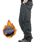 Мужские флисовые утепленные брюки карго с карманами, тактические зимние уличные штаны для рыбалки, кемпинга, верховой езды, Теплые Мешковатые хлопковые длинные брюки