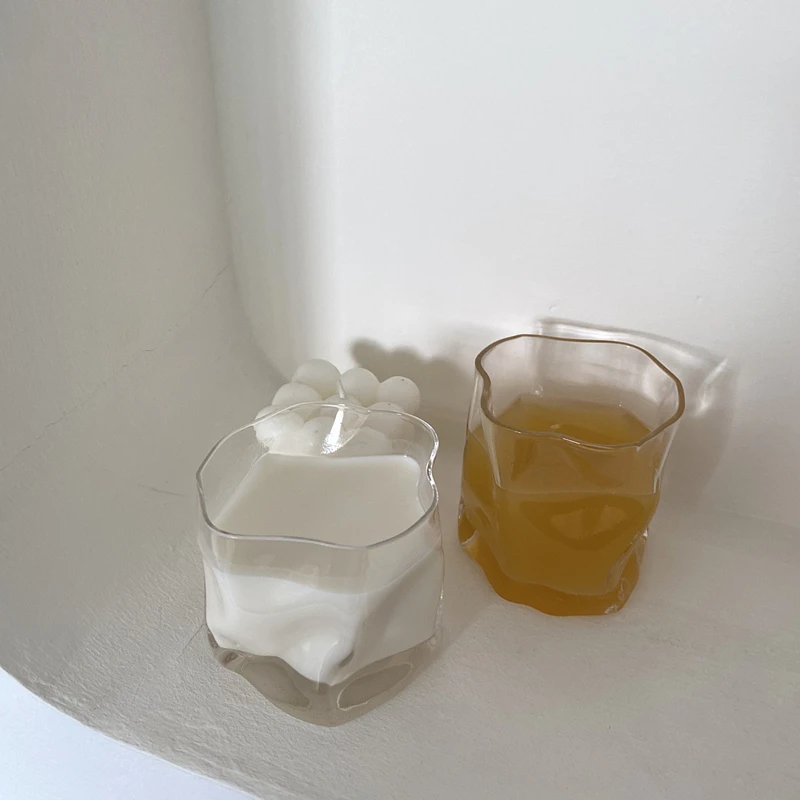 

Cutelife Nordic Irregular Transparent Cute Glass Coffee Cup Milk Tea Double Wall Glass Shot Cup Drinkware Beer Water Whiskey Cup