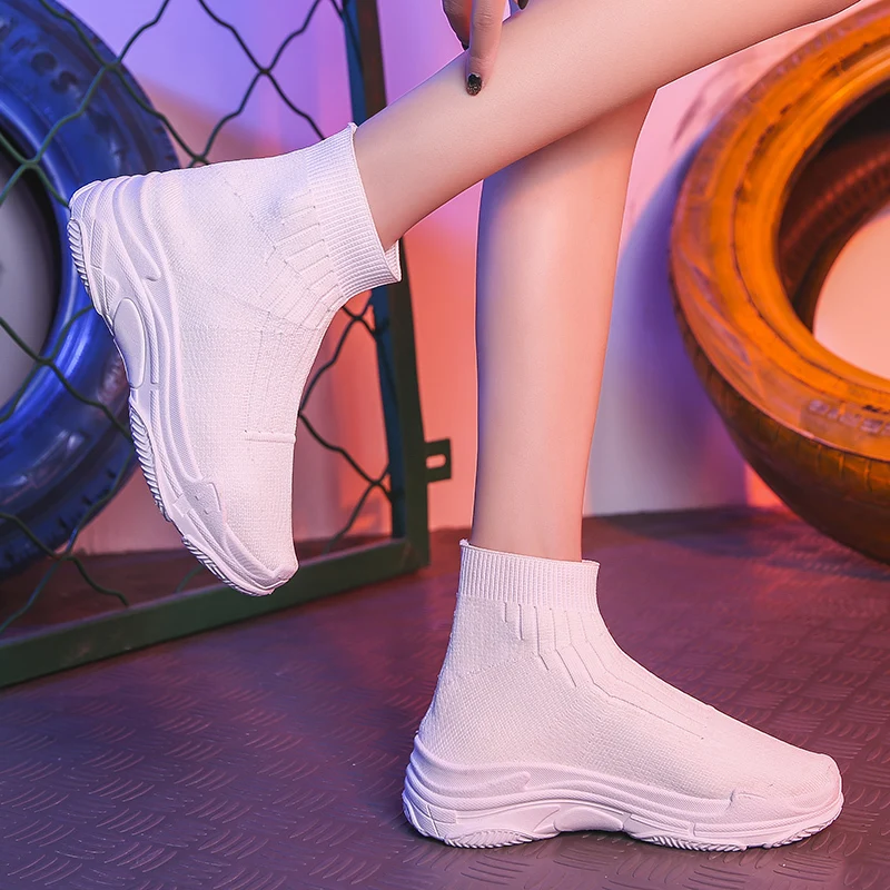 Rimocy/2019 г. Осенняя повседневная обувь на массивном каблуке женские вязаные