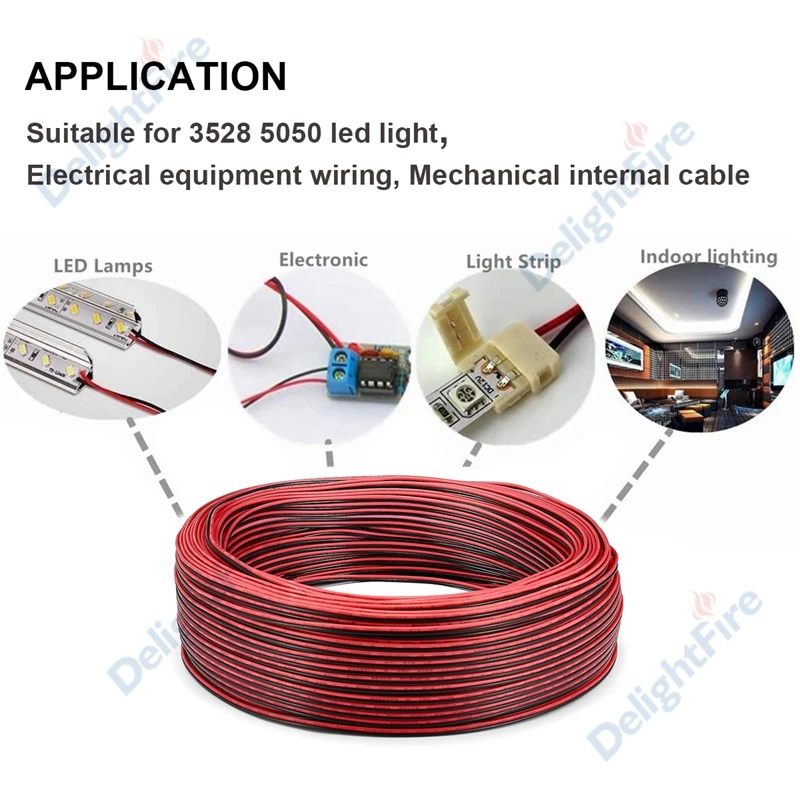 5/100 м для светодиодов ленточный кабель 28/26/24/22/20/18 AWG UL2468 2 Pin Электрический провод
