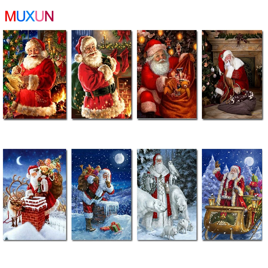 Алмазная картина Дед Мороз с полным заполнением модель 5D сделай сам новинка 2020