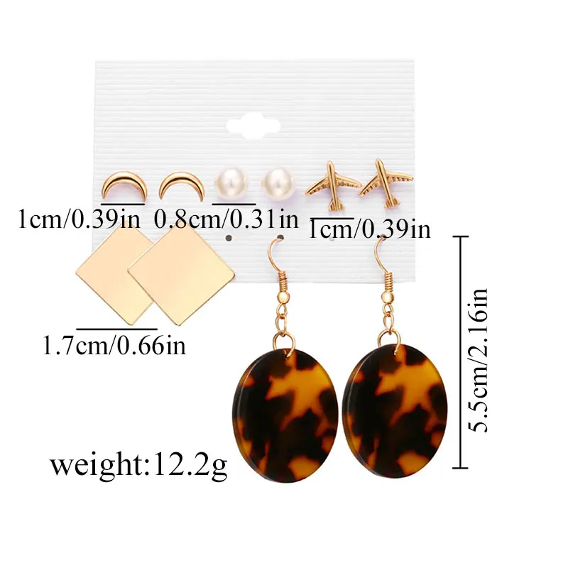 Women Tassel Acrylic Bohemian Big Geometric Drop Earrings Set 2019 Fashion Leopard Pearl Statement Jewelry For | Украшения и