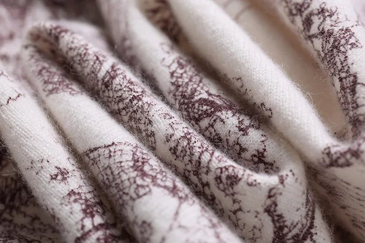 

European and American women's wear 2020 winter new style Long sleeve round neck landscape print Fashion wool sweater