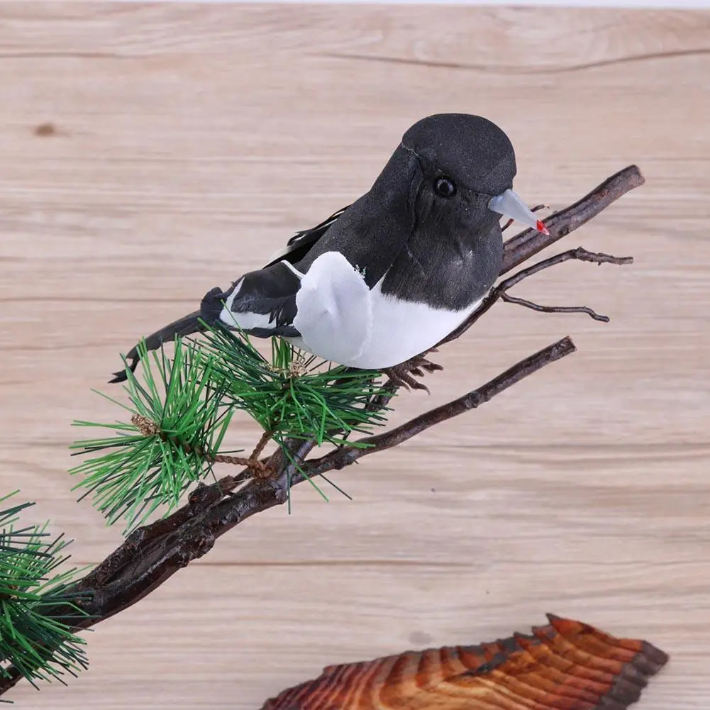 Artificial Magpie Foam Feather Bird Props Model DIY Party Crafts Ornament Home Garden Decorative Miniature Landscape Ornament