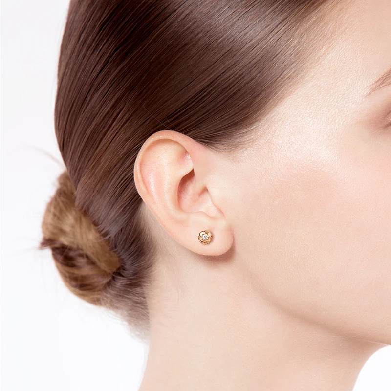 

I Do Heart Series Real 18 K Gold Earring Genuine Diamond Earring Fine Elegant Earring Love Women Gift