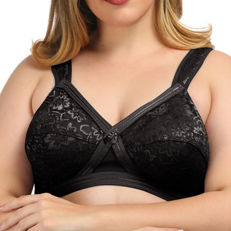 Удобный женский бюстгальтер бесшовный кружевной с застежкой сзади нижнее белье
