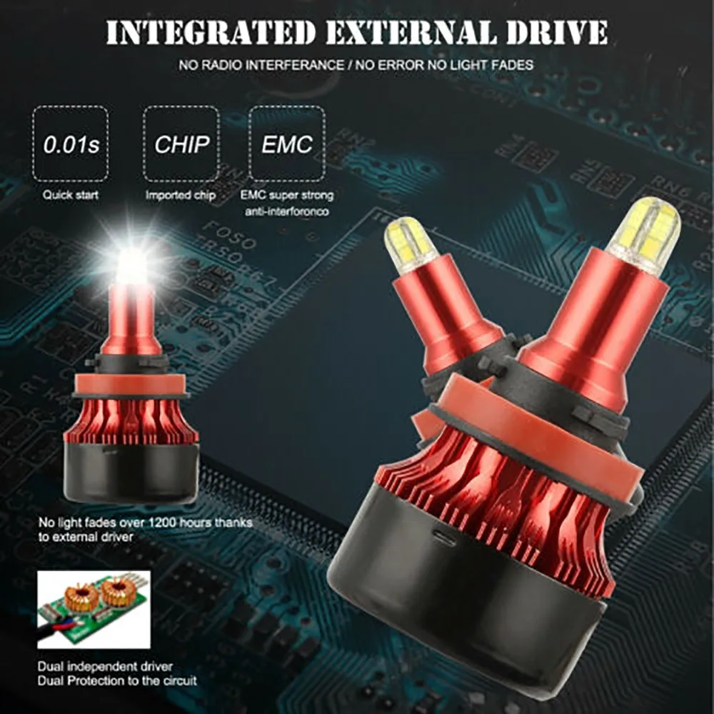 

Pure White Fog Light H11 H9 H8 Super Bright Universal 12V 24V Waterproof 3D