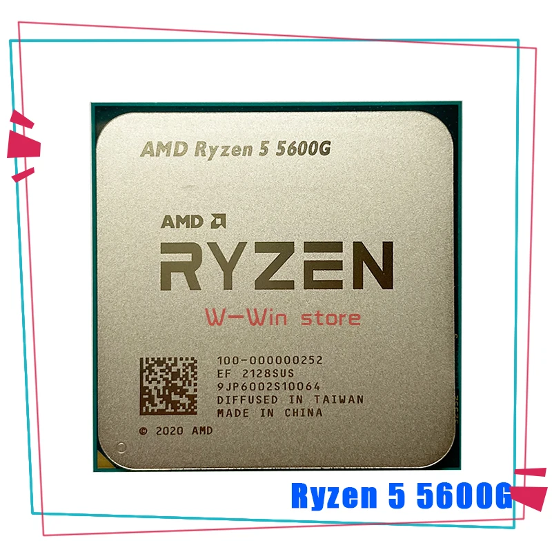  Процессор AMD Ryzen 5 5600G для ПК, центральный процессор для компьютера, 6 ядер, 12 нитей, 65 Вт, 5600 ГГц, 3,9 ГГц, L3 = 16M, разъем 100-000000252, разъем AM4, без в…