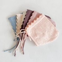 2022 new baby girl hats cotton solid color baby hats caps for 0 24 months newborn babies knitted hat with lace flowers