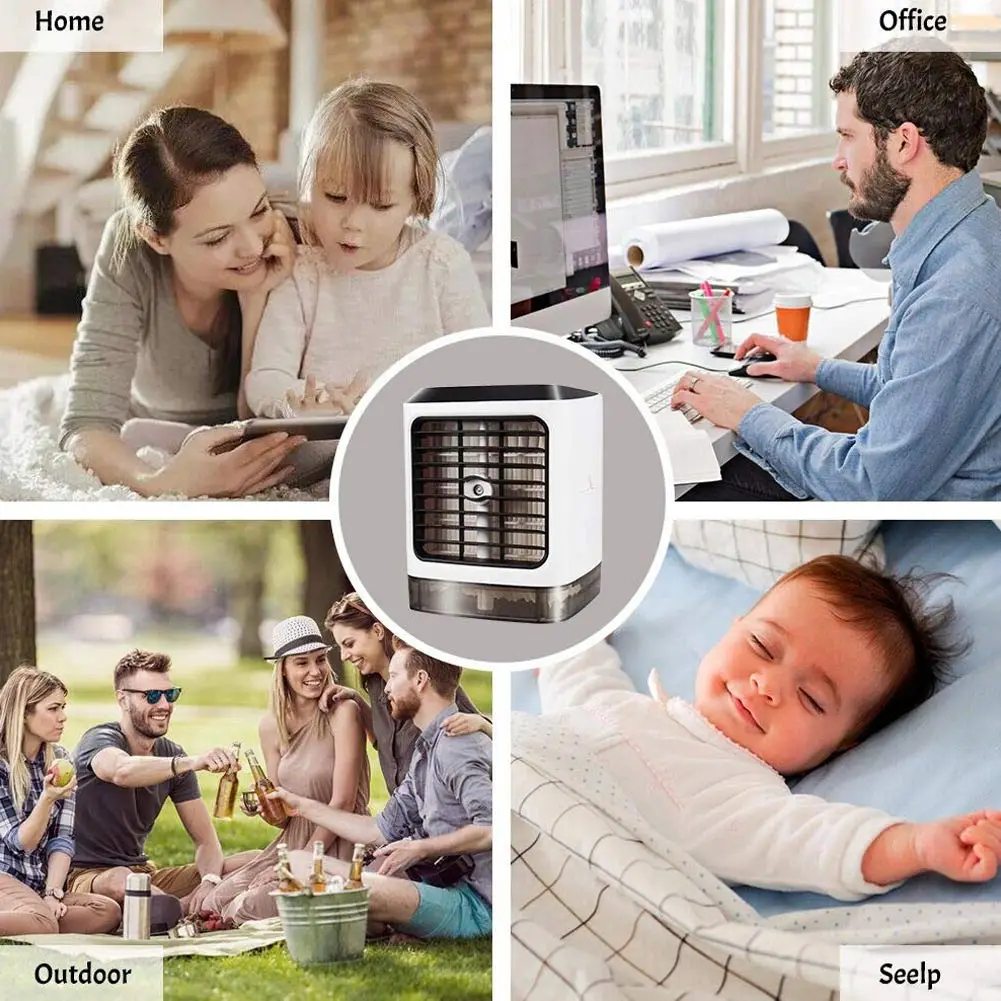 

Multi-function Adjustable Small Air Conditioning Cooler Fans Summer Portable USB Desktop Air Humidifier heat sink artifact