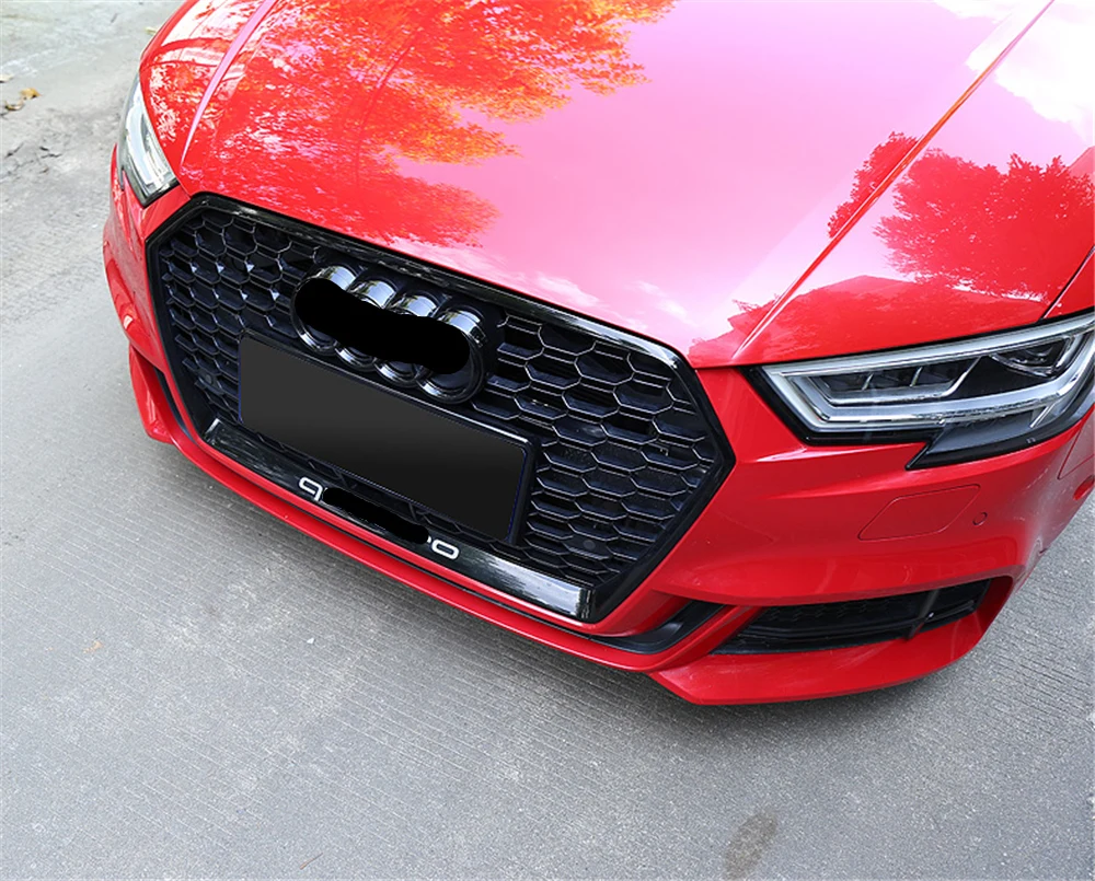 Вафельная Ткань Стиль решетка ABS для A3 S3 8V RS3- передний бампер гоночные решетки стайлинга автомобилей с подгибом с европейскими держатель номерного знака