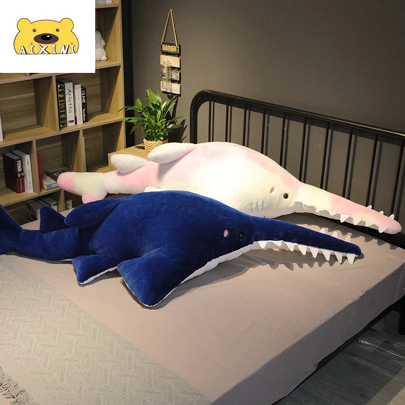 

AIXINI Fuzzy Shark Plush Toy Sawtooth Shaped Shark Stuffed Animals Big Mouth Soft Toy Pink Gray Blue Ocean Animals Present Gift