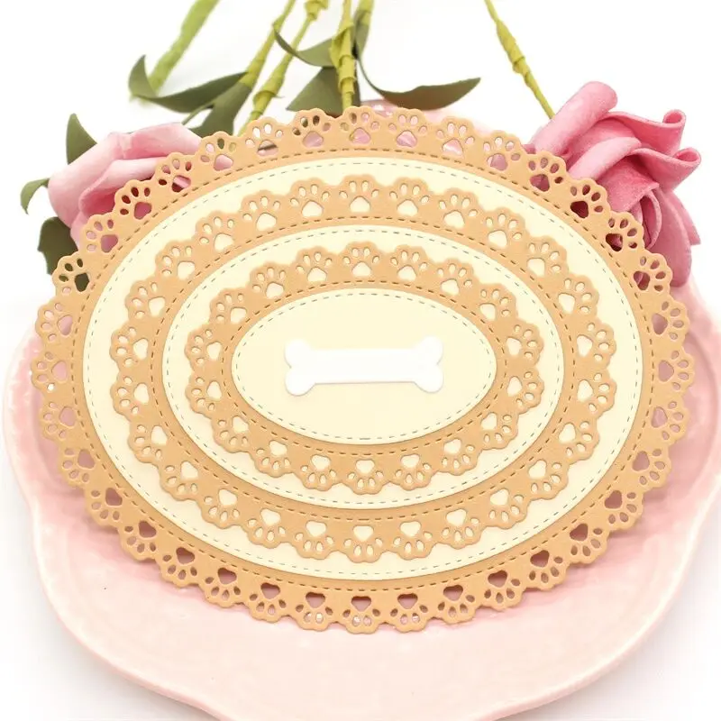 ZFPARTY принт лапы овальная рамка металлические режущие штампы трафареты для