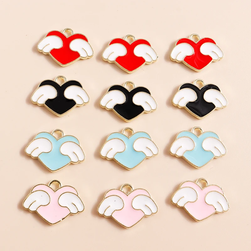 

10pcs Lovely Love Wings Hearts Charms Pendants for DIY Jewelry Making Accessories Handmade Earrings Charms Necklaces Pendants
