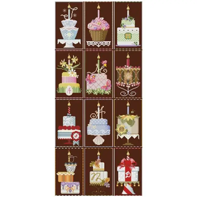 

December birthday cake patterns counted 11CT 14CT Cross Stitch Sets DIY Chinese Cross-stitch Kits Embroidery Needlework