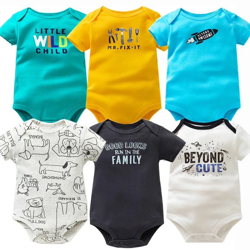 

6 PCS/LOT Newborn Baby Clothing 2021 New Fashion Baby Boys Girls Clothes 100% Cotton Baby Bodysuit Short Sleeve Infant Jumpsuit