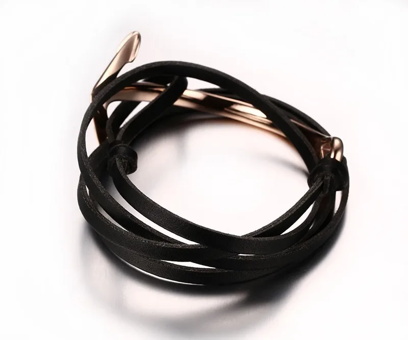 

FXM GBL8 black rea leather bangle manbracelet new arrival fashion jewelry most popular bracelet for women birthday gift