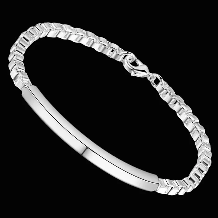 100% цельный браслет-цепочка из настоящего серебра 925 пробы для женщин и девушек 21