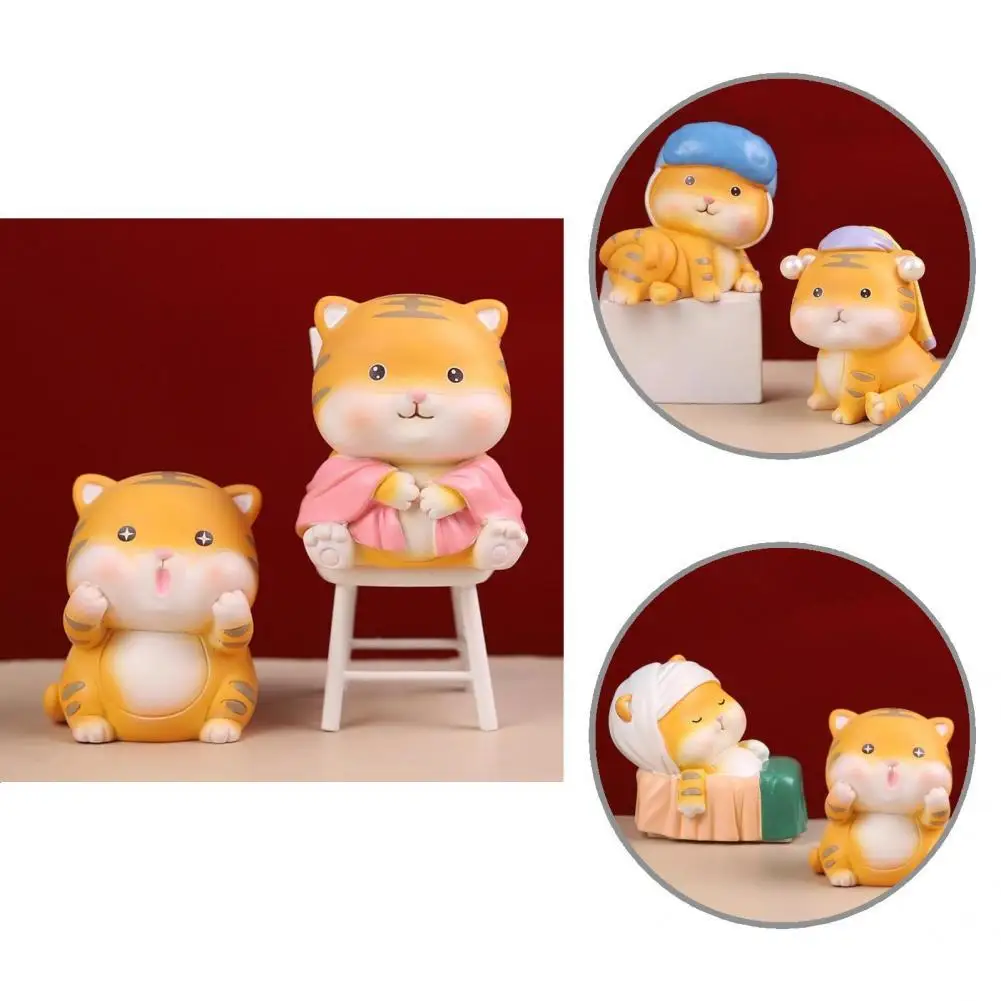 

Мини функциональный маленький орнамент, фигурка тигра из смолы, миниатюрный тигр, яркий для офиса