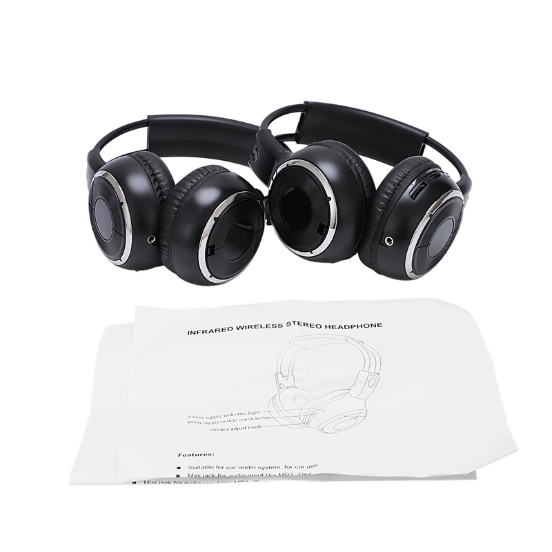 

2 x Double Infrared Stereo Wireless Headphone Headset IR Car DVD Player Headrest Black