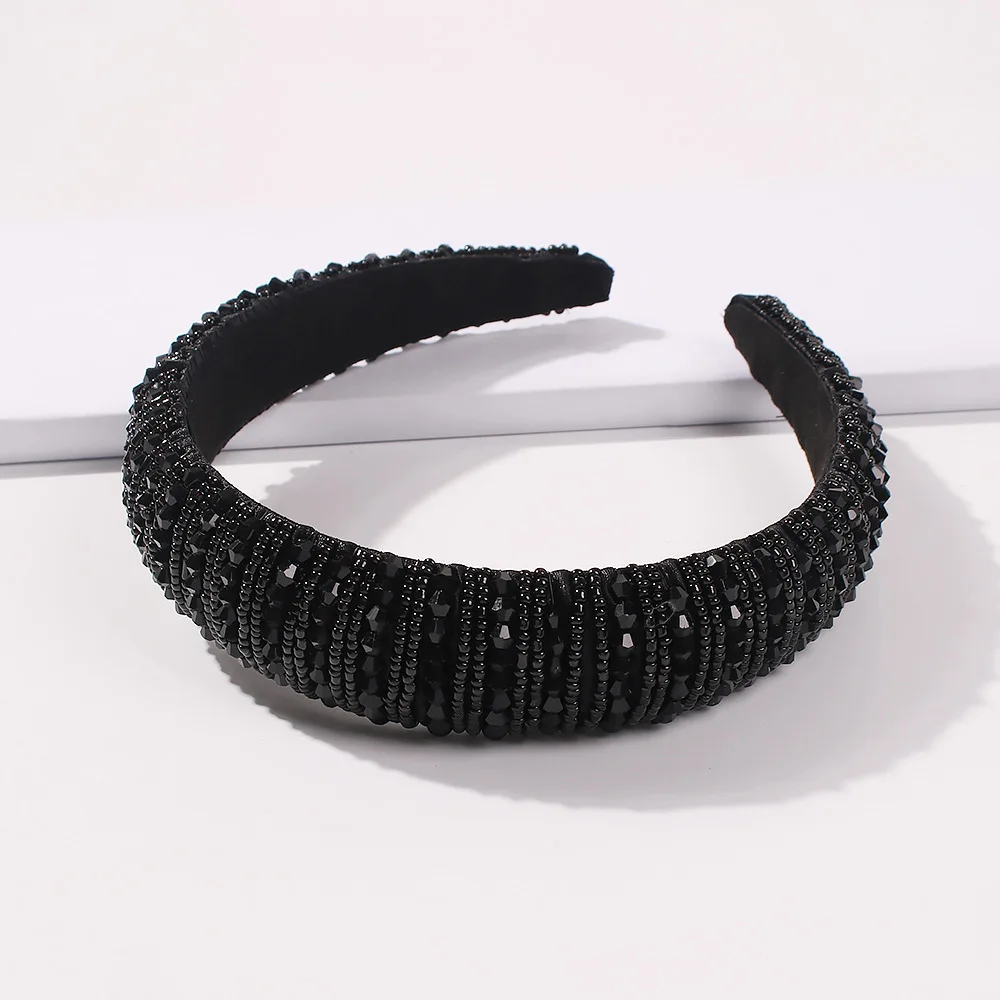 

Hand-Woven Imitation Crystal Headband Fashion Retro Multicolor Thick Sponge Hair Accessories Headband
