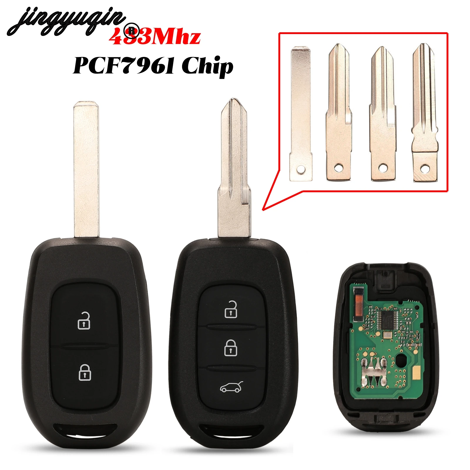 

jingyuqin 2/3 Buttons For Renault Symbol Trafic For Dacia Duster Logan Sandero Remote Car Key 433Mhz PCF7961M Chip Replacement