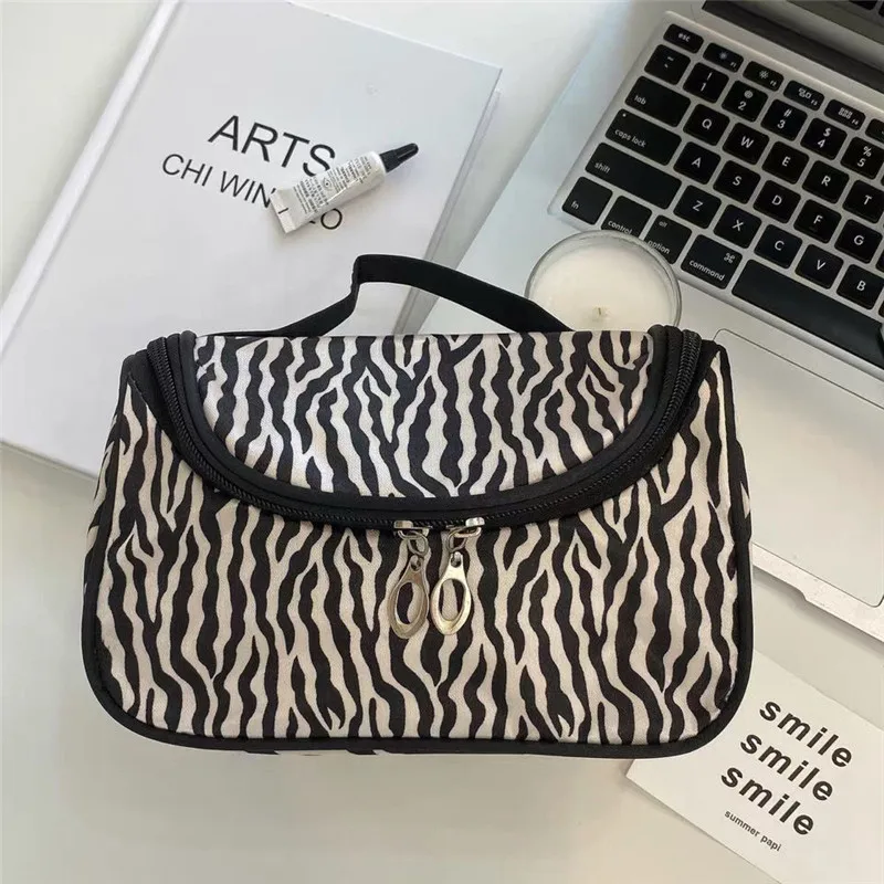 Zebra-Stripe Comestic Bag for Women Portable Storage Bag Big Capacity Simple Fashion Printing Korean Style ins High Quality