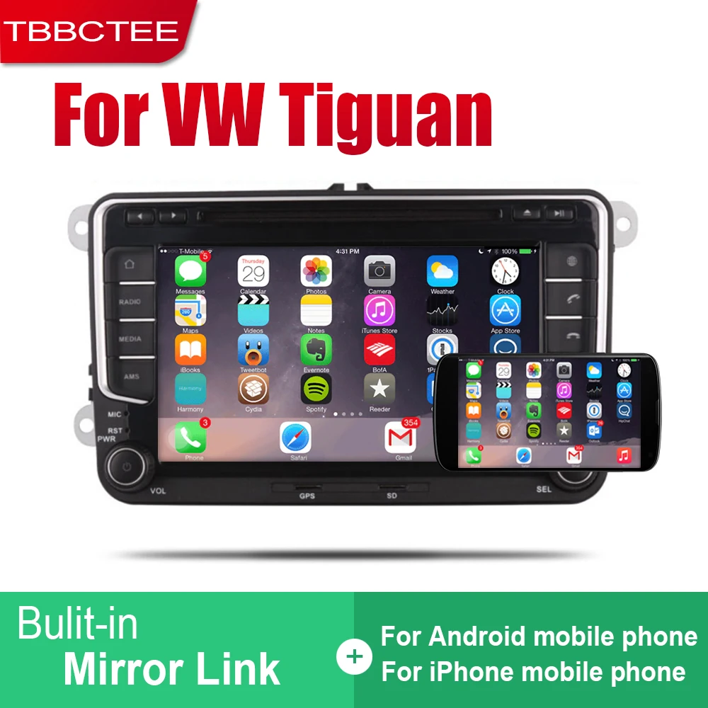 Автомагнитола 2DIN Android стерео GPS-навигация для Volkswagen VW Tiguan 2007 2008 2009 2010 2012 2013 2014 Wi-Fi |