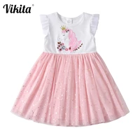 vikita kids unicorn princess dress baby girl toddlers summer clothes children summer licorne casual vestidos children clothing