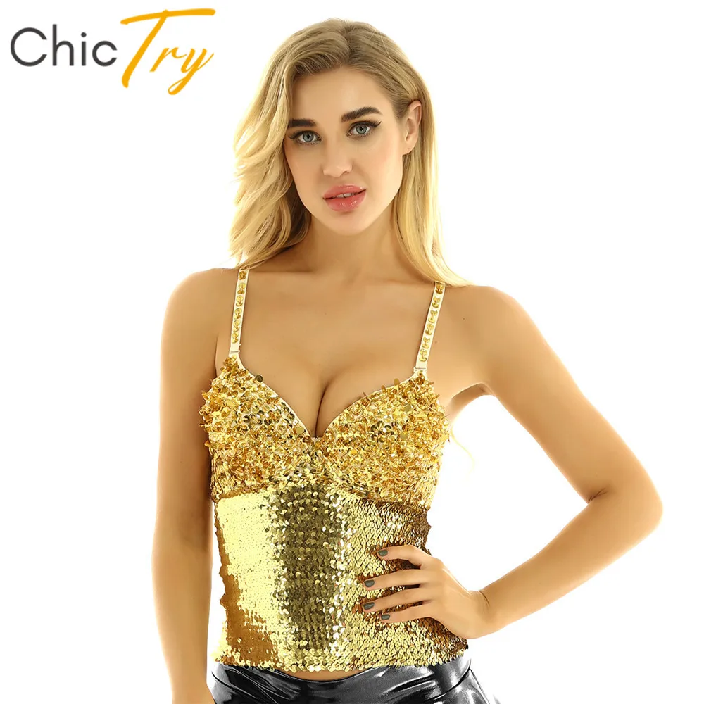 Женский Блестящий бюстгальтер ChicTry на тонких бретельках с эффектом пуш-ап Бюстье