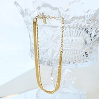 stainless steel blade chain double layer bracelet hand decoration gold gift for women accessories gothic style jewellery 2021