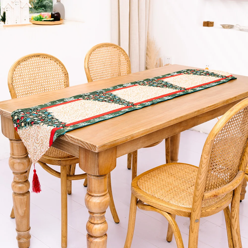 

New 35*180cm Table Cloth Christmas New Year Party Decorations Poly-Cotton Creative Christmas Tablecloth Home Decoration Supplies