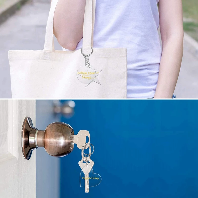 

Promotion! 1 Set Acrylic Transparent Keychains & 100 Pcs 2 Inch Clear Acrylic Keychains Blanks with Hole