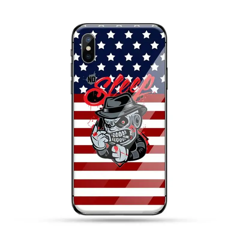 

American flag skull eagle Phone Case Tempered glass For iphone 6 6S 7 8 plus X XS XR 11 12 mini PRO MAX